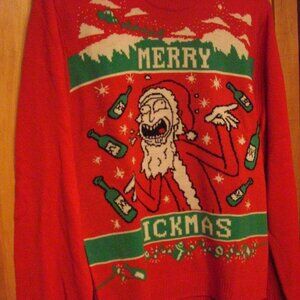 Rick & Morty Christmas Sweater Mens Medium Merry Rickmas Ugly Adult Swim B30‎